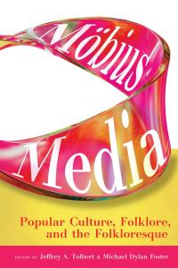 Book cover of Mobius Media, with title and editors names. Title embedded in a mobius strip-style design.