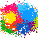 A splash of multicolored paint