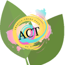 the ACT logo on a background of green tea leaves