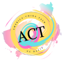 The ACT logo, a swirl of pink, yellow, and blue